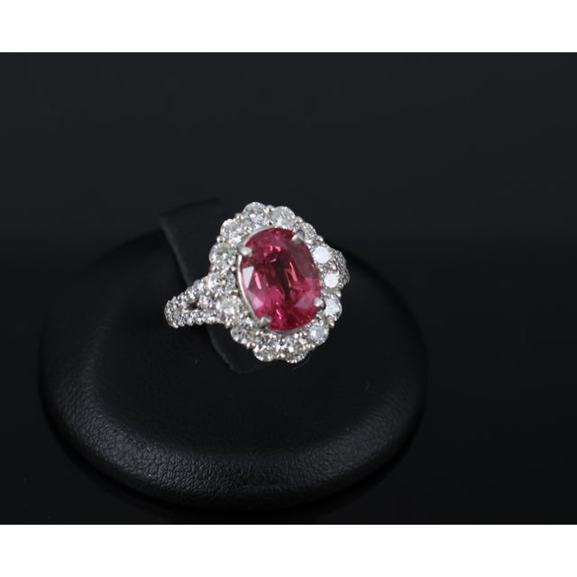 Late 20th Century Rare 4.18ct Gia Certified Pink Sapphire & 1.32ct Diamond Platinum Ring Size 6.25 For Sale - Image 11 of 18