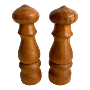 Mid Century Danish Modern Teak Salt & Pepper Shakers a Pair