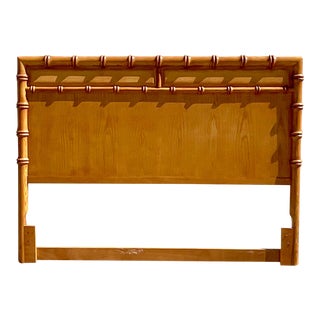 Vintage Coastal Bamboo Trim King Headboard For Sale