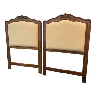 Drexel Upholstered French Twin Headboards a Pair For Sale