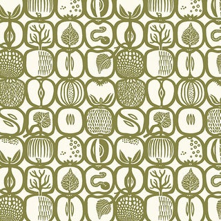 SAMPLE - Boråstapeter Fruktlåda Wallpaper In Olive For Sale