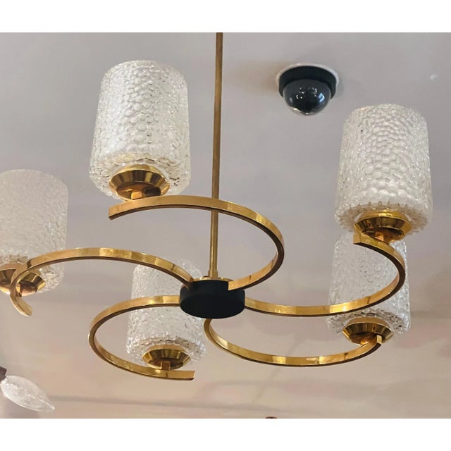 French 1960s Arlus Golden Glass Pendant Mid Century For Sale In New York - Image 6 of 10