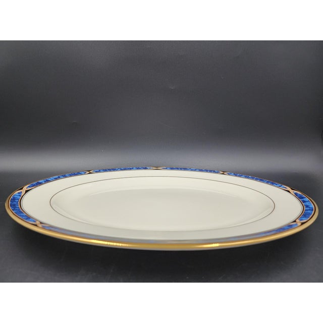 American Vintage Lenox Mountain View Fine Bone China Oval Serving Platter With 24k Gold Trim For Sale - Image 3 of 18