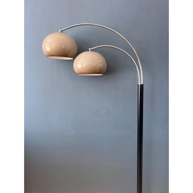 Glass Mid-Century Double Arc Mushroom Floor Lamp from Dijkstra For Sale - Image 7 of 13