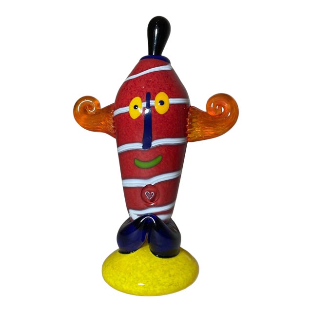 Vintage Figural Hand Blown Murano Italian Art Studio Glass Perfume Bottle Jar For Sale