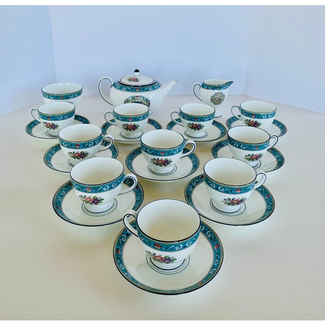 Wedgwood "Turquoise Runnymede" Tea Set From the 1970s - 23 Pieces For Sale - Image 13 of 14