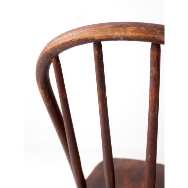 Antique American Windsor Bow Back Spindle Chair For Sale - Image 12 of 17