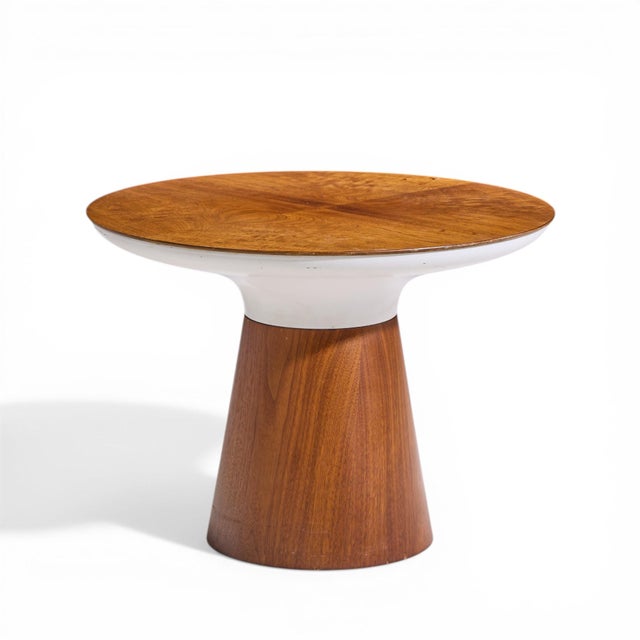 Brown Saltman Frank Rohloff for Brown Saltman Mid Century Tulip Walnut Pedestal Side Table For Sale - Image 4 of 7