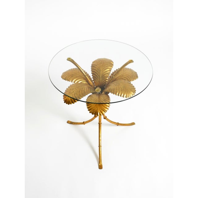 Mid-Century Florentine Gilded Side Table with Large Leaves and Glass Top, 1960s For Sale - Image 10 of 18