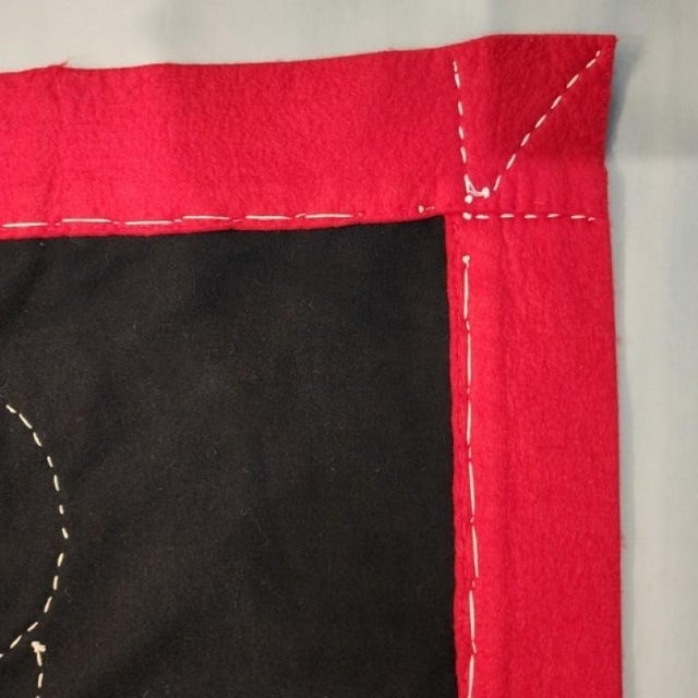 Textile Museum Exhibited 1920s Native American Child's Button Blanket | Northwest Coast Wolf Crest Regalia | Smithee Collection Nacre Wool Robe For Sale - Image 7 of 14