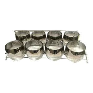 1950s Vintage Mid-Century Modern Silver Fade Dorothy Thorpe Roly Poly Glasses in Carrier - Set of 8