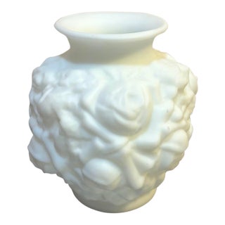 Textured Milk Glass Rose Vase For Sale