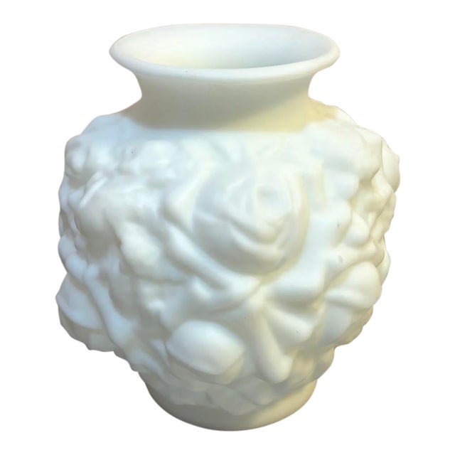 Textured Milk Glass Rose Vase For Sale
