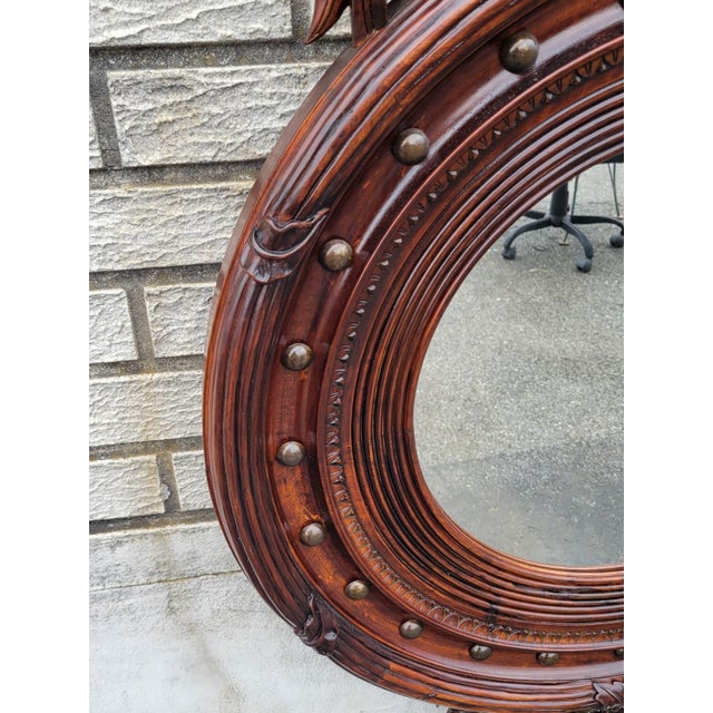 1940s American Federal Eagle Hand Carved Mahogany Wall Mirror Large For Sale - Image 15 of 15