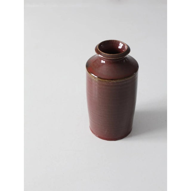 Brown Vintage Studio Pottery Vase For Sale - Image 8 of 12