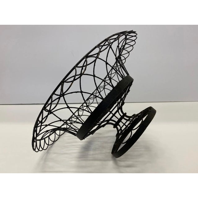 Vintage French Large Woven Black Metal Basket Centerpiece For Sale In Philadelphia - Image 6 of 7