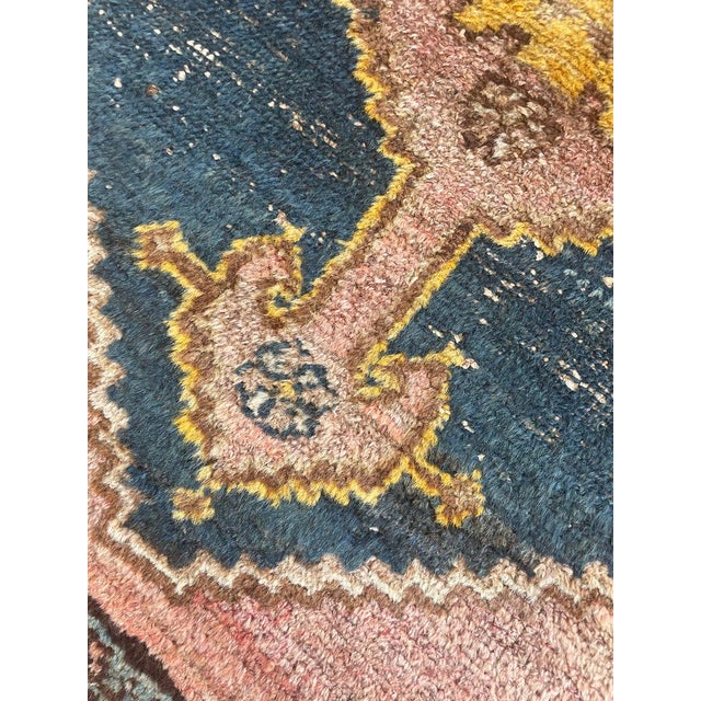 Saffron & Midnight Blue Antique Kurdish Rug Tribal Rug 3.5 x 4.8 For Sale - Image 13 of 13
