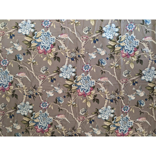 Chinoiserie Bird Botanical "Mudan" Decorator Fabric - 2 Yards For Sale - Image 12 of 14