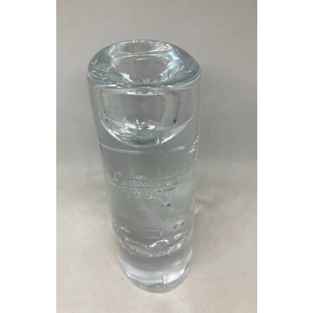 1960s Iittala Finland Timo Sarpaneva Arkipelago Ice Block Oval Thick Glass Candle Holders- Set of 2 For Sale - Image 9 of 12