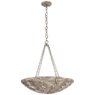 AERIN for Visual Comfort Signature Benit Medium Sculpted Chandelier in Burnished Silver Leaf For Sale
