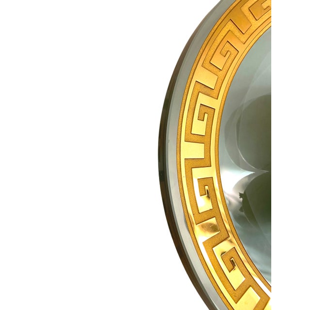 Gold 1990s Impressive Stephen Schlanser Gold Greek Key Art Glass Centerpiece Platter For Sale - Image 8 of 8