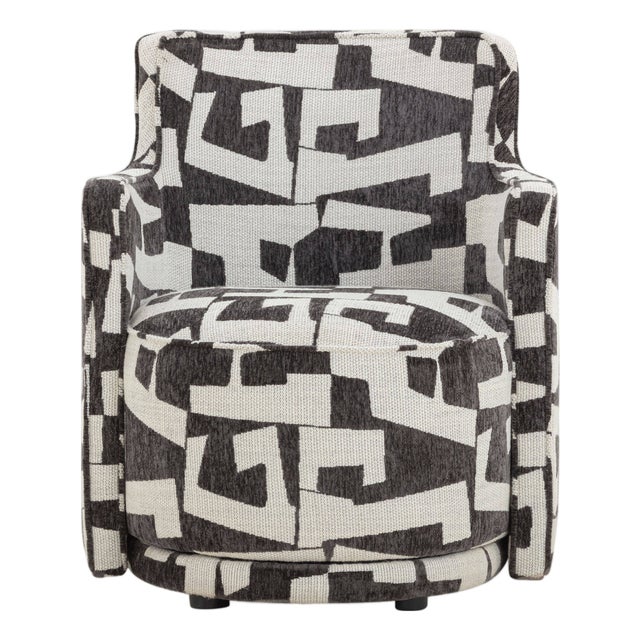 Passe Black Jacquard Swivel Chair For Sale