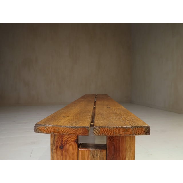 Brown Vintage Wooden Bench, 1960s For Sale - Image 8 of 10