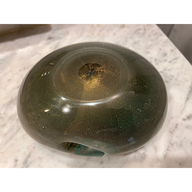 Glass Mid 20th Century Green Ashtray or Catchall Art Glass in the Manner of Murano For Sale - Image 7 of 7