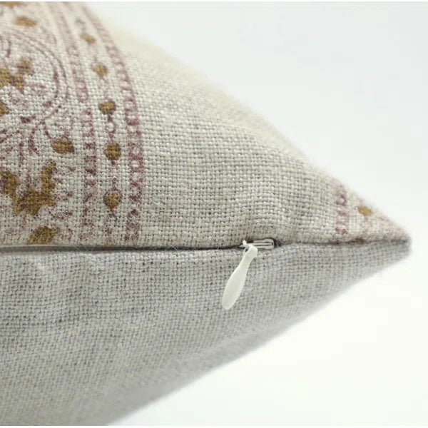 Art Deco Handmade Decorative Thick Linen Cushion Cover 14x36 Inch- Bela Chameli For Sale - Image 3 of 4