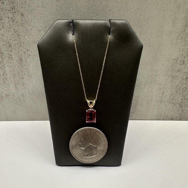 Pink Tourmaline Necklace in 14kt Yellow Gold – 1.4ctw, 18in, New For Sale - Image 4 of 5