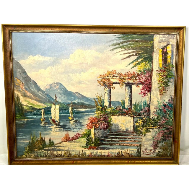 Mid Century Italian Impressionist Marina Landscape by Griblioni For Sale - Image 12 of 12
