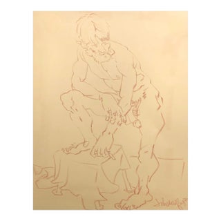 1981 John Wolfe Male Nude Drawing For Sale
