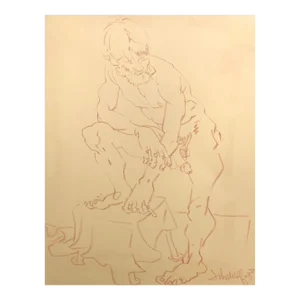 1981 John Wolfe Male Nude Drawing