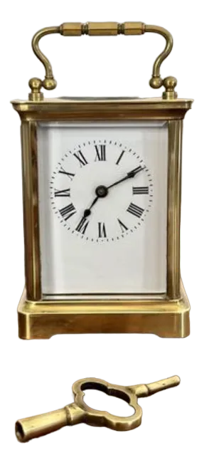 Victorian French Brass Carriage Clock, 1880s