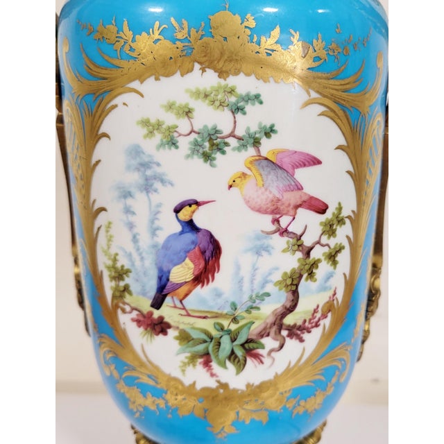 Metal French 19th C Bronze & Sevres Porcelain Urn Vase as Lamp For Sale - Image 7 of 12