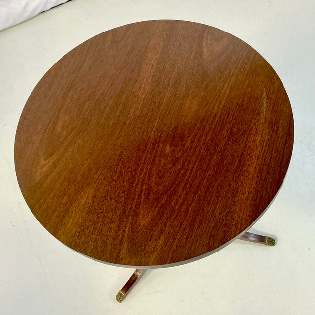 1960s Vintage French Empire Federal Mersman Round Tripod Pedestal Side Table. For Sale - Image 13 of 15