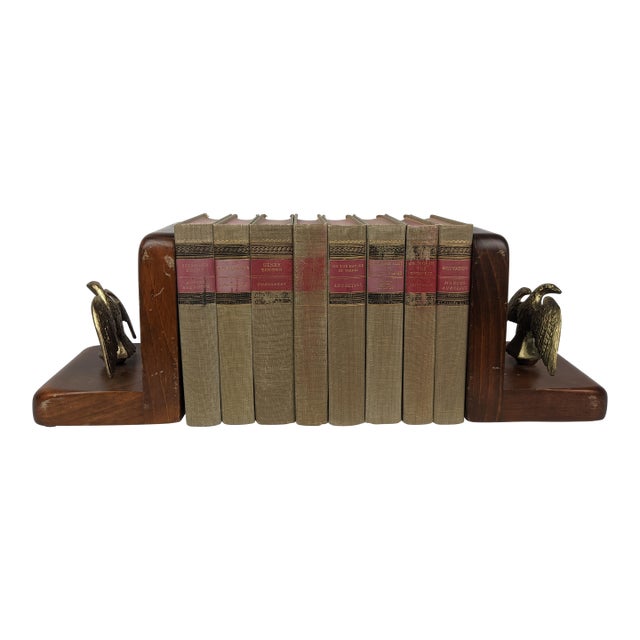 1943 Classics Club Gray, Burgundy & Gold Gilt Literary Library Books - Set of 8 For Sale