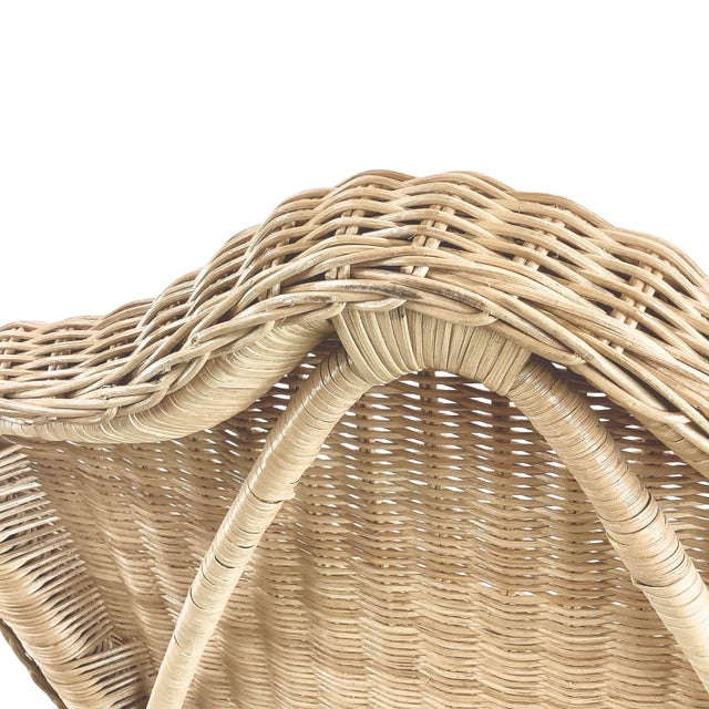 Vintage High-Back Woven Wicker & Rattan Armchair For Sale - Image 15 of 18