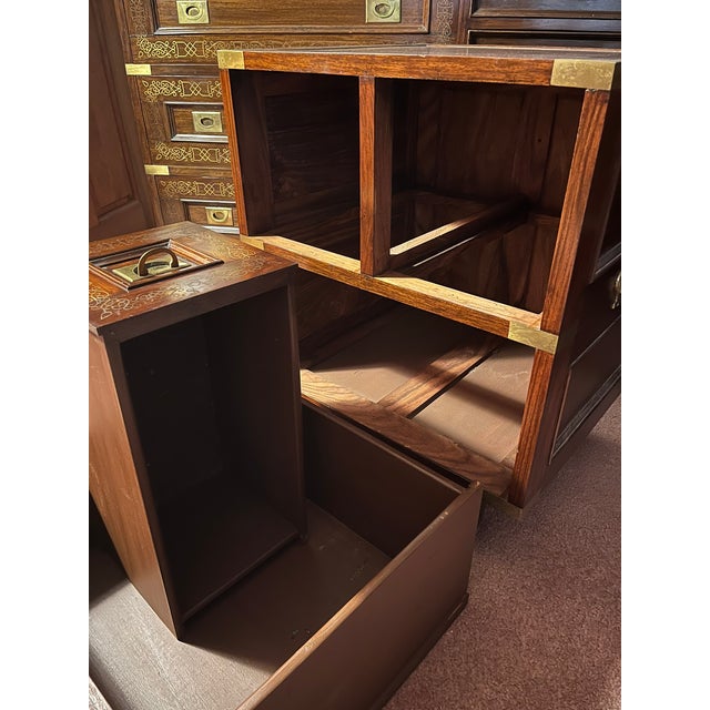 Vintage Latif Bros 100% Solid Rosewood Bedroom Furniture With Brass Hardware - Set of 5 For Sale - Image 4 of 12