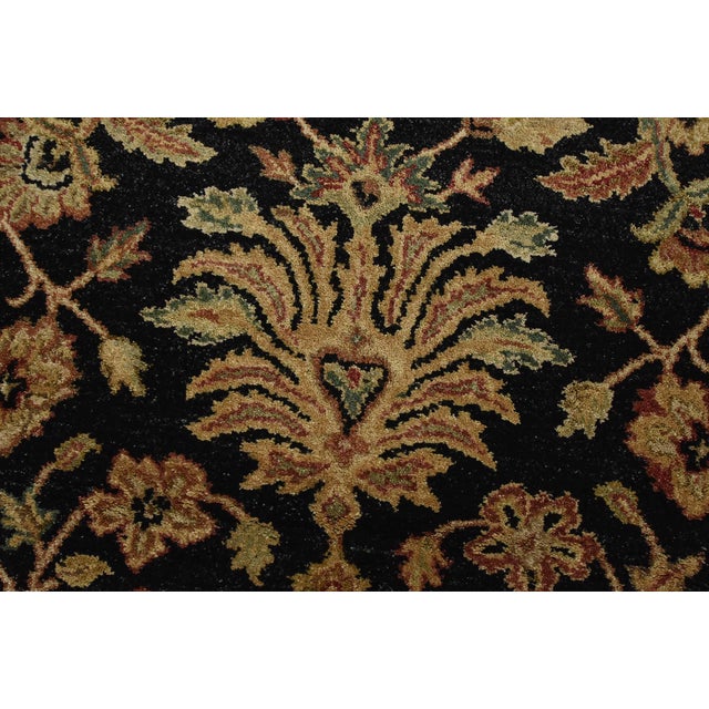 Textile Agra Rug 4’2” X 6’3” Black Wool Hand-Knotted Oriental Carpet For Sale - Image 7 of 13