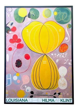 Hilma Af Klint Swedish Abstract Lithograph Print Extra Large Framed Denmark Exhibition Poster " Grupp IV De Tio Storst, Nr 7, Mannaaldern " 1907