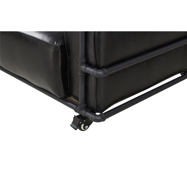 Henry Industrial Modern Leather Arm Chair - Micheal Cherry For Sale In Chicago - Image 6 of 9