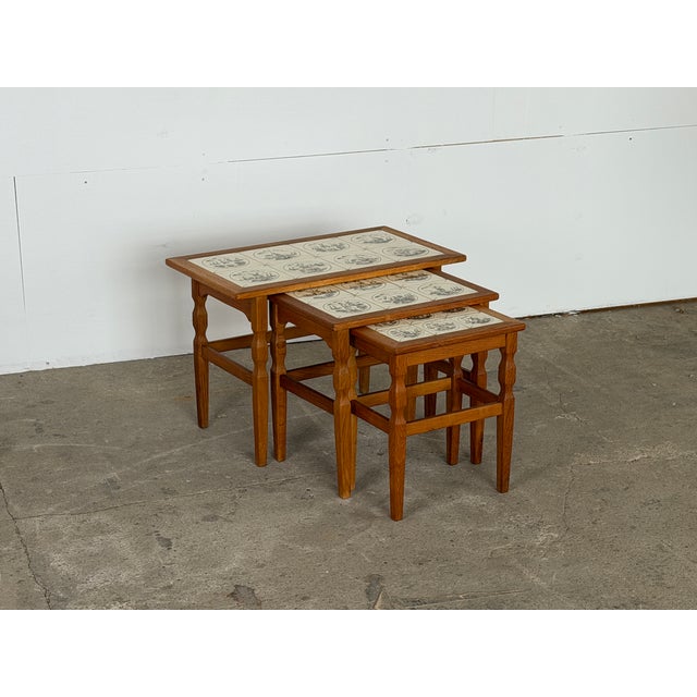 Mid-Century Modern Mid-Century Modern Oak Nesting Tables by Henning Kjærnulf, Denmark, 1960s, Set of 3 For Sale - Image 3 of 13