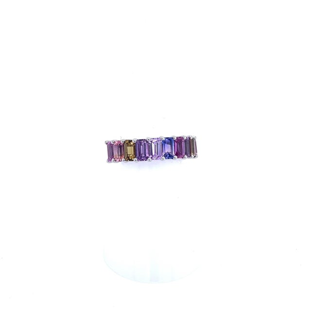 Natural Multicolored Sapphire Ring Size 6.5 14k W Gold 5.28 TCW Certified $3,950 217061 This is a Unique Custom Made...