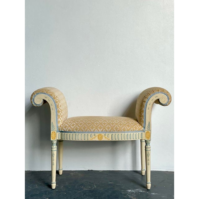 Vintage Regency Hand Painted Bow Front Bench For Sale - Image 11 of 12