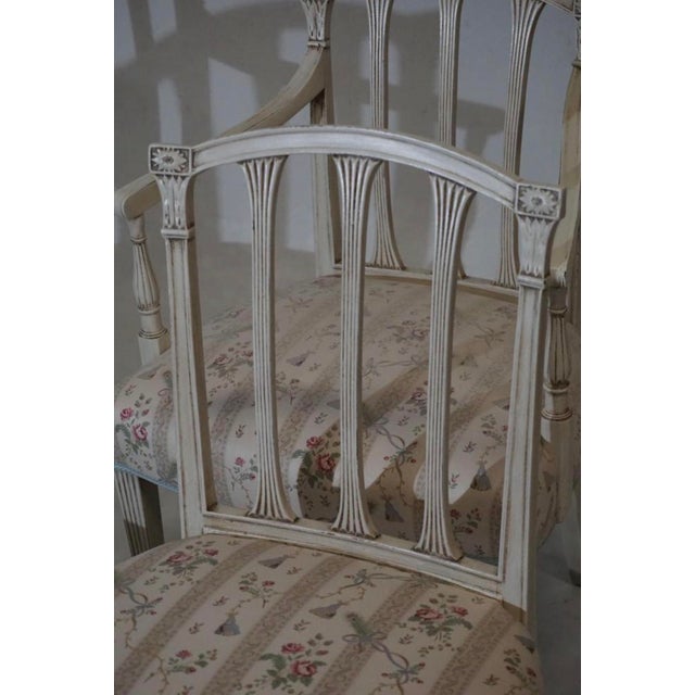 Traditional Mid 20th Century Georgian Style Carved Polychrome Painted Dining Chairs For Sale - Image 3 of 3