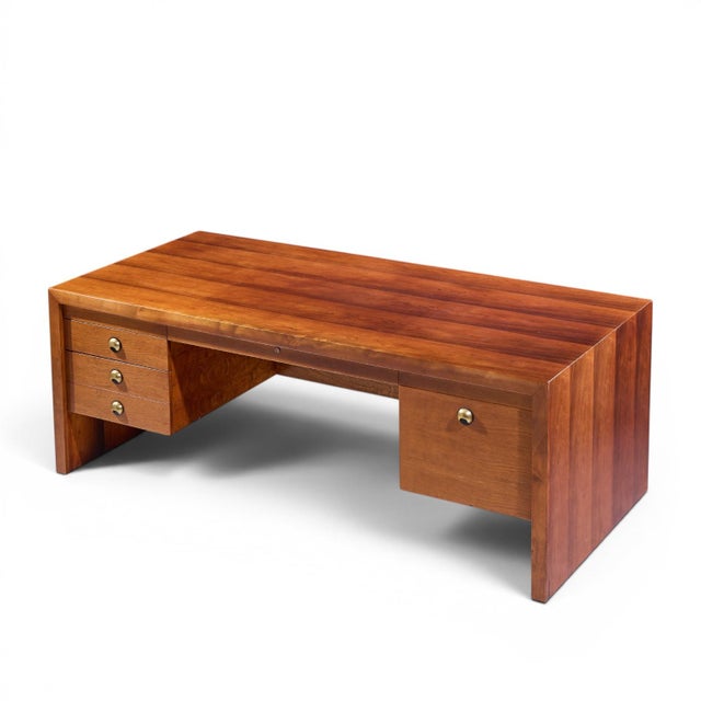 Edward Wormley for Dunbar Mid Century Rosewood and Brass Executive Desk For Sale - Image 10 of 10