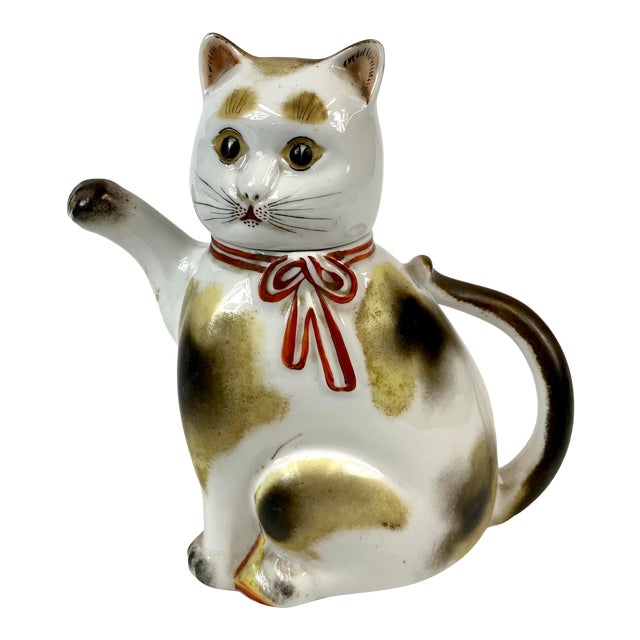 1920s Mid-Century Chinese Cat Teapot For Sale