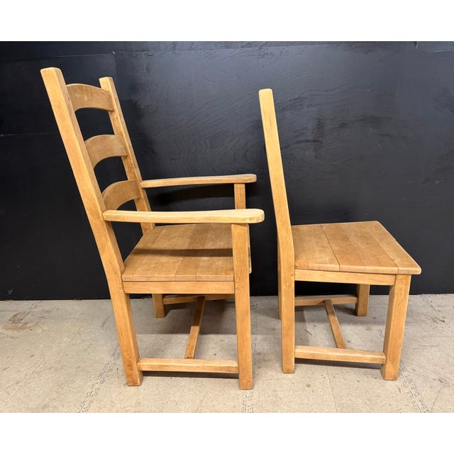 Bleached Oak Farmhouse Dining Chairs, 1940, Set of 6 For Sale - Image 6 of 12