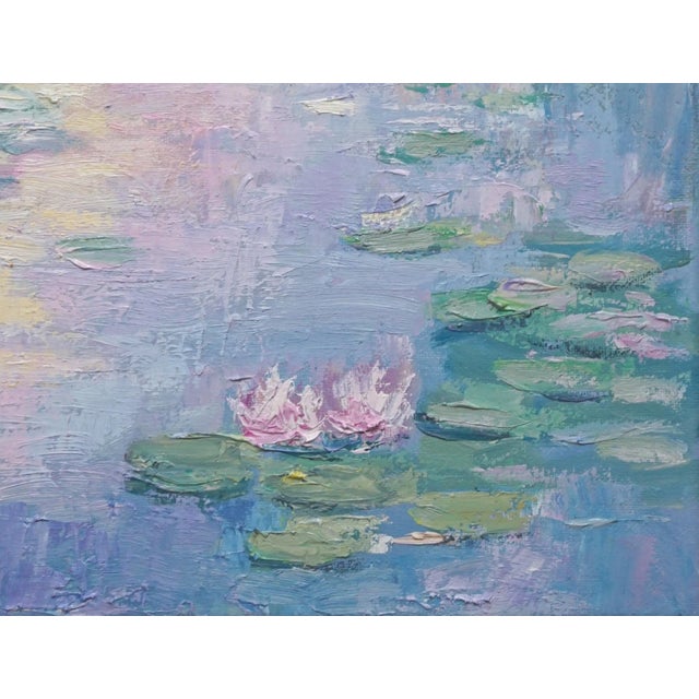 Original oil landscape by Sean Wu, lily pond